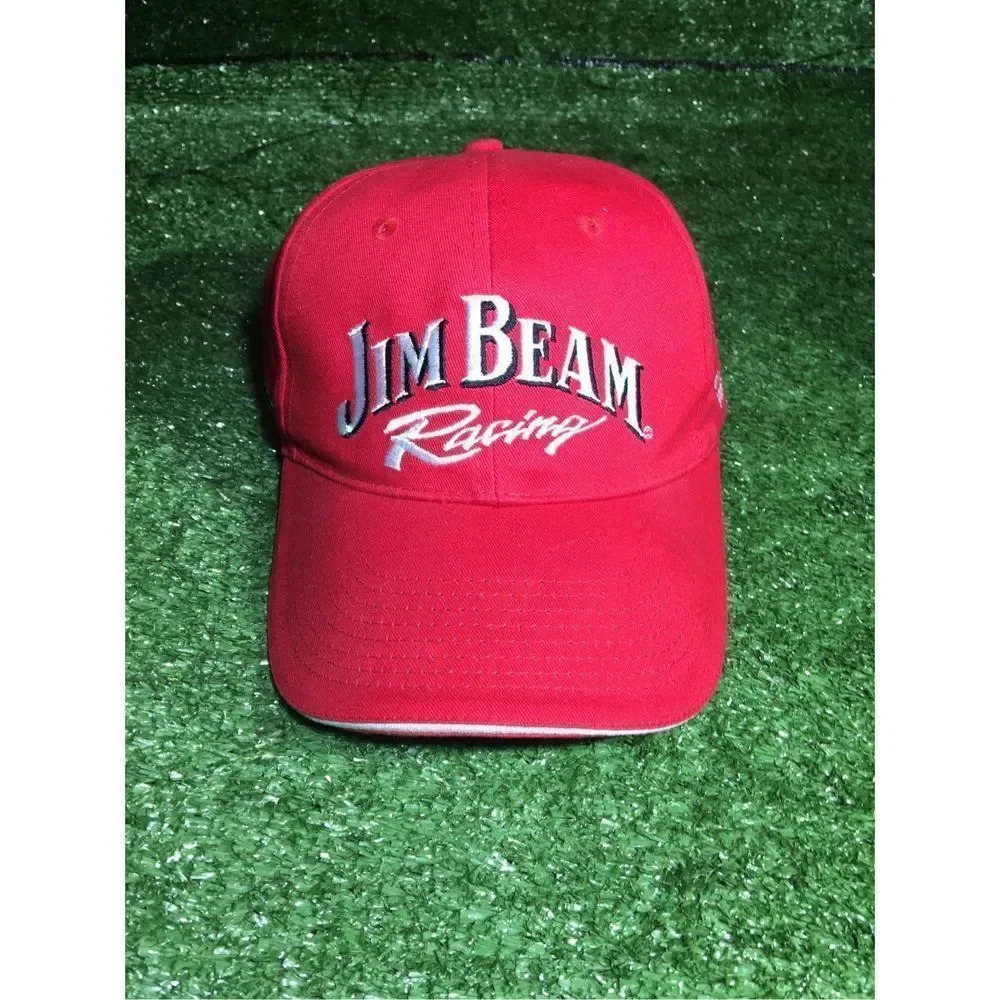 Mens Jim Bean racing hat Velcro adjustment dad style vintage streetwear